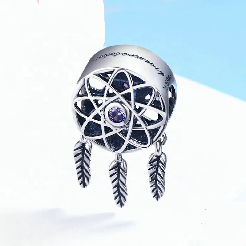 Custom fashion jewelry 925 sterling silver DIY dream catcher handmade charm bracelet for women girl gift