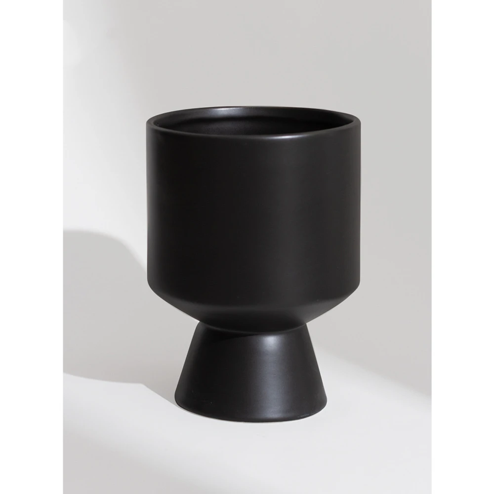 Cheap Price Matt Minimalist Modern Small 17cm Tall Cylinder Black White Ceramic Pot for Plant Succulent Indoor