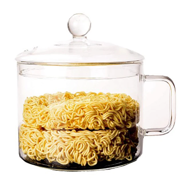 Wholesale Heat Resistant Clear High Borosilicate Glass Mixing Cup Salad Bowl Instant Noodle Milk Pot