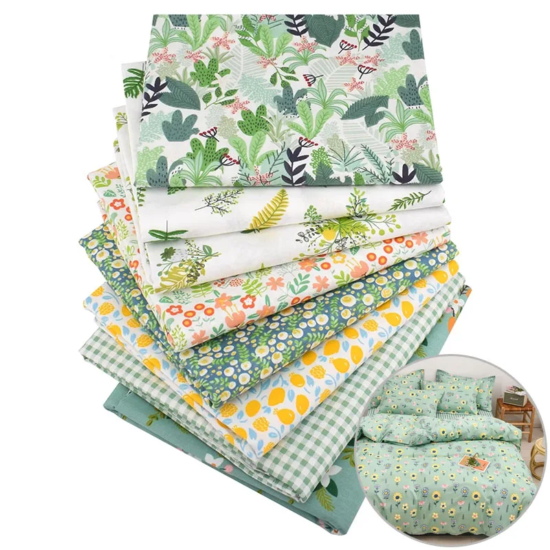 High quality 100% polyester woven brushed customized floral green printed hometextile material fabric for bed sheet