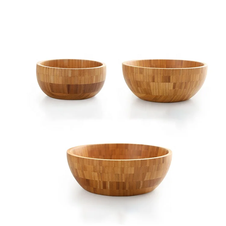 Unique Salad Bowls Wooden Living Bamboo Natural Tableware Wood Handicraft Salad Making Bamboo Fiber,bamboo Kitchen Round Shape