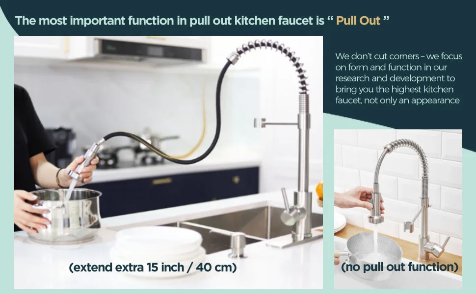 Kitchen Spring Flexible Sink Faucet CBM Copper Single Handle Matt Black Brass Modern Contemporary Villa Pull Out Kitchen Tap