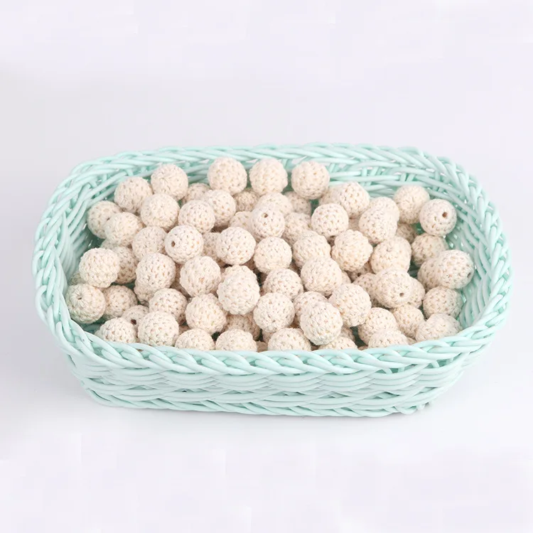 Handmade Baby Nursing Teething Wooden Cotton Crochet Beads