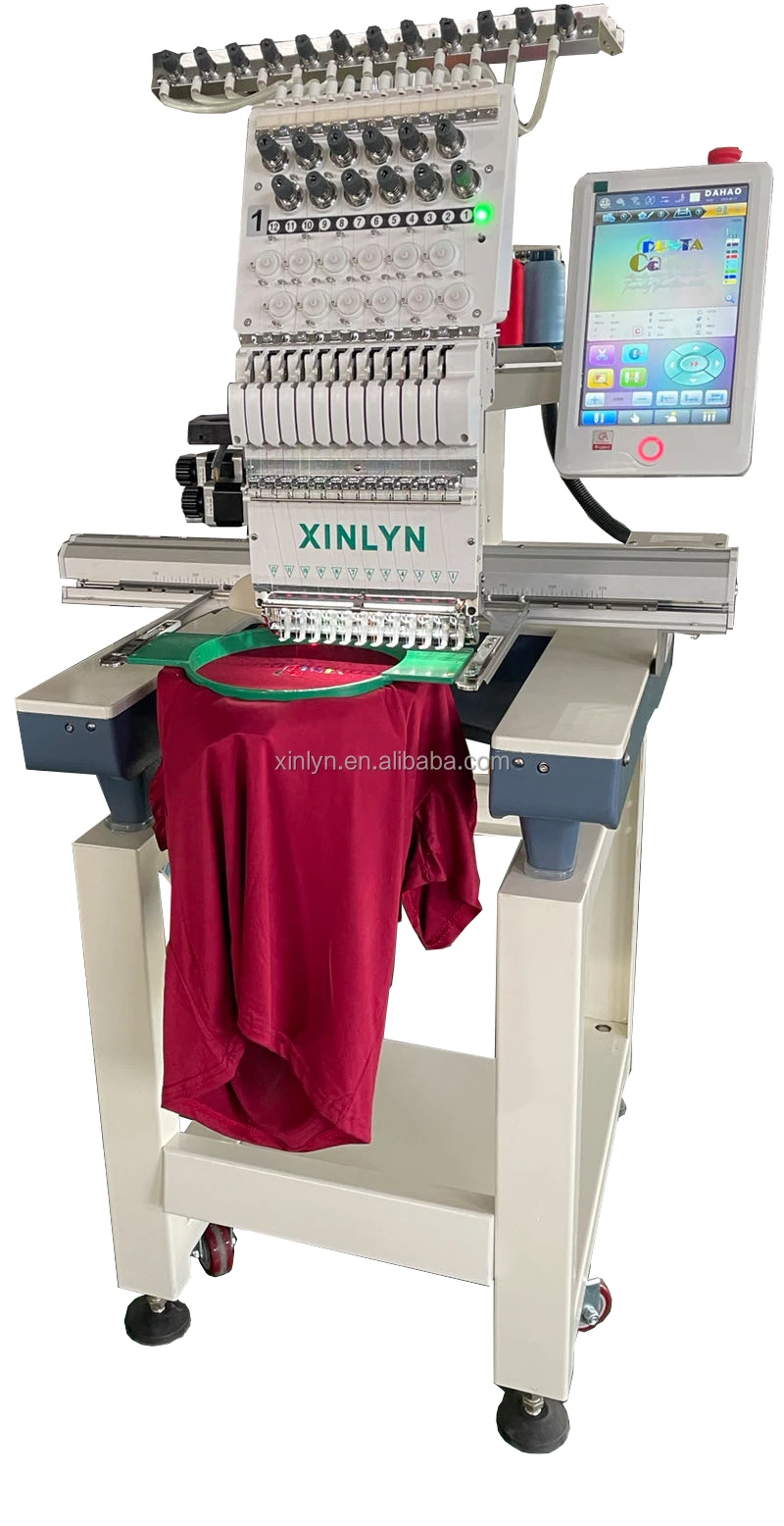DDP XINLYN good price one head 12 needle 350*500mm high speed home mini cap garment tshirt flat auto computer embroidery Machine