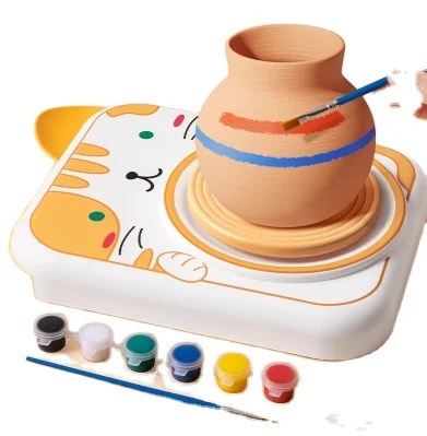 Educational Toys Kids Creative Interesting Cartoon Cat Electric Preschool Education Handmade Unfired Clay Pottery Machine