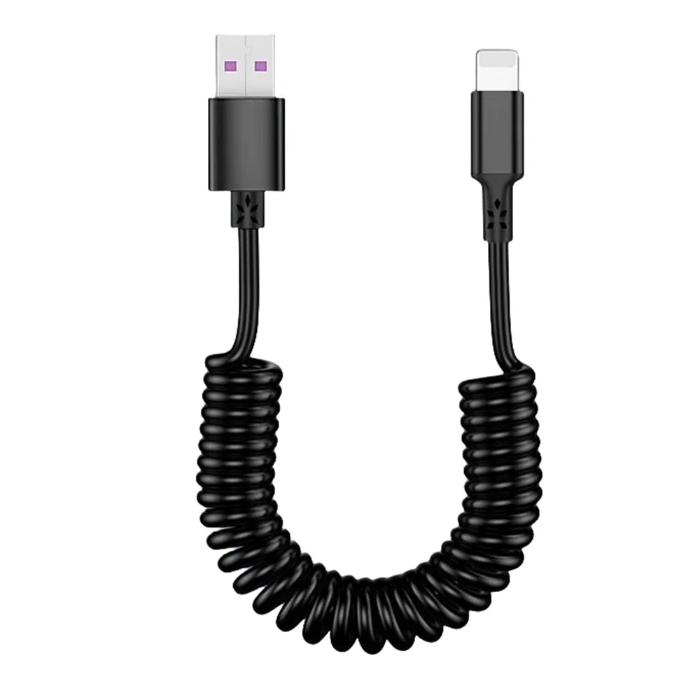Coiled Cable for Apple Carplay USB to Lightning Cable with Data Sync Android micro USB Type C and Best to Use in a Vehicle