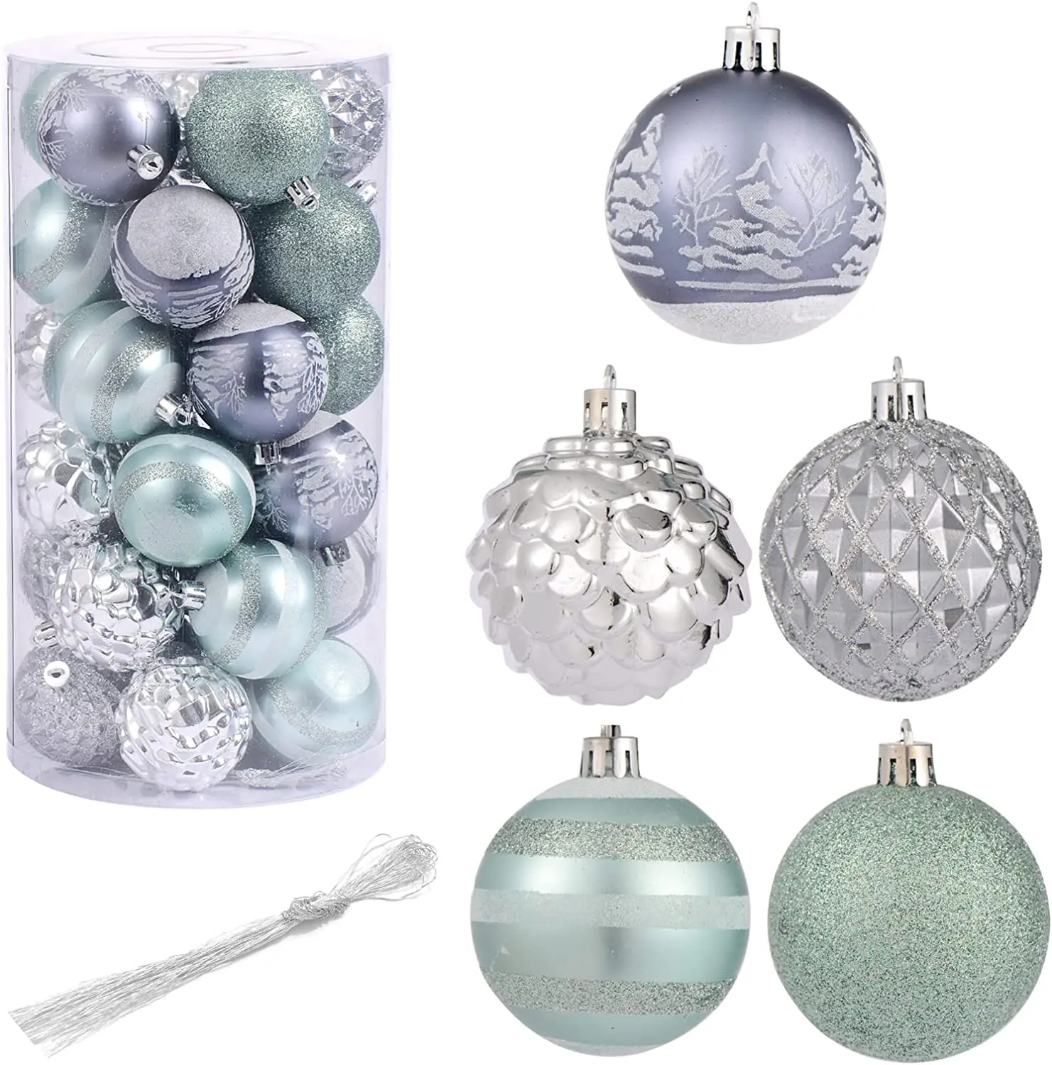 2.35ft blue christmas ornaments balls for home decor