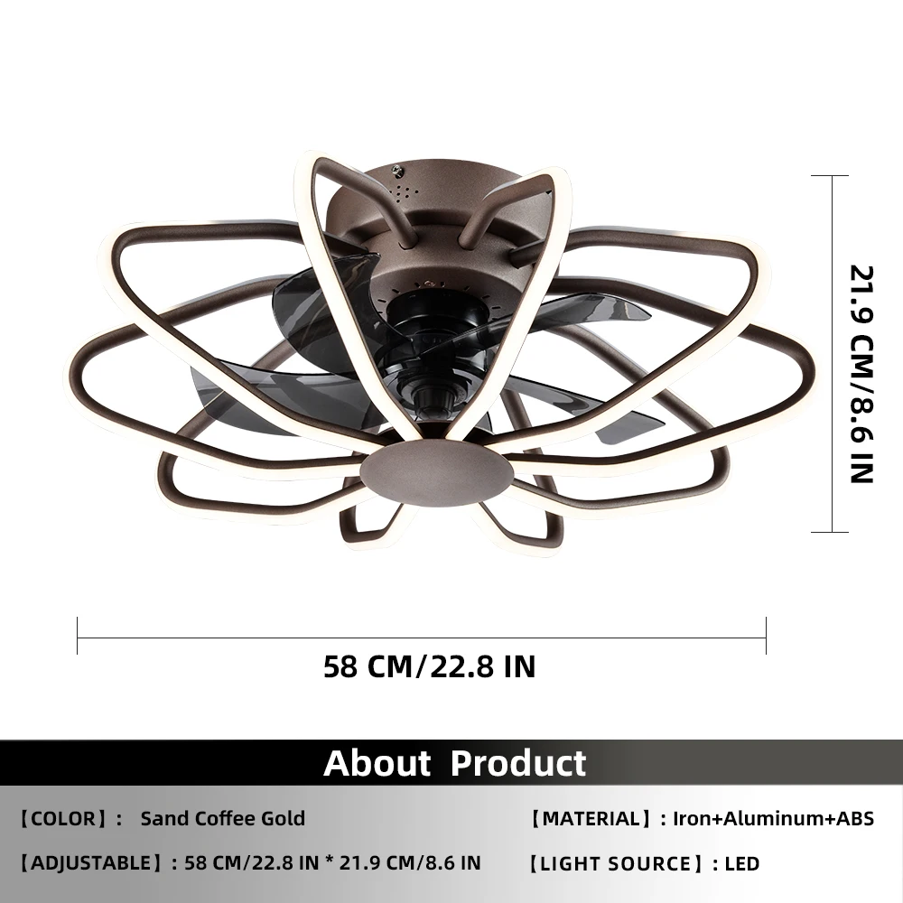 Modern Luxury New Dimmable DC LED Ceiling Fan with Lights Aluminum Body Decorative Chandelier Fan Light