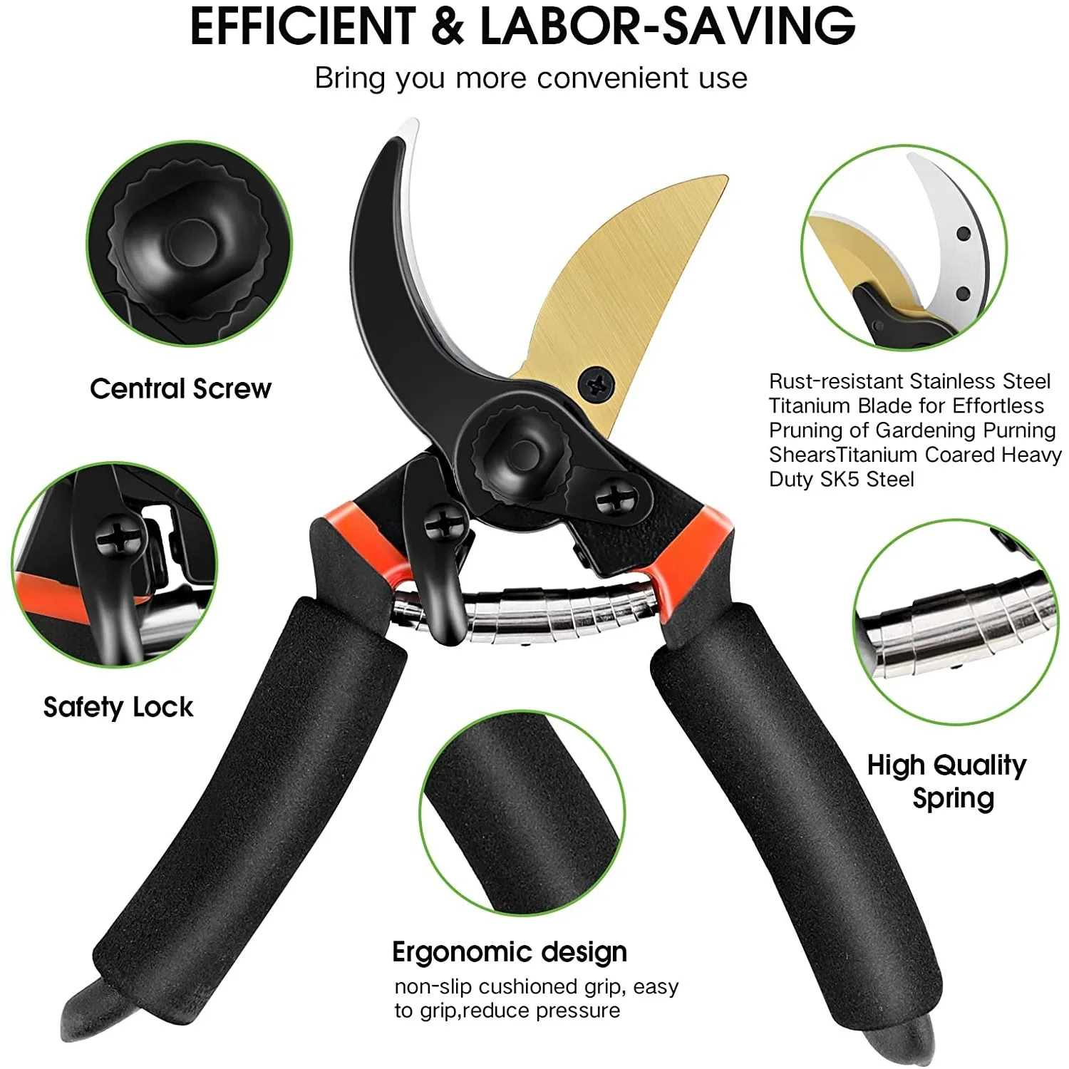 Industrial Stainless Steel Long Straight Curved Hand Pruning Shears Garden Scissors Home Garden Yard Pruning Grape Clippers