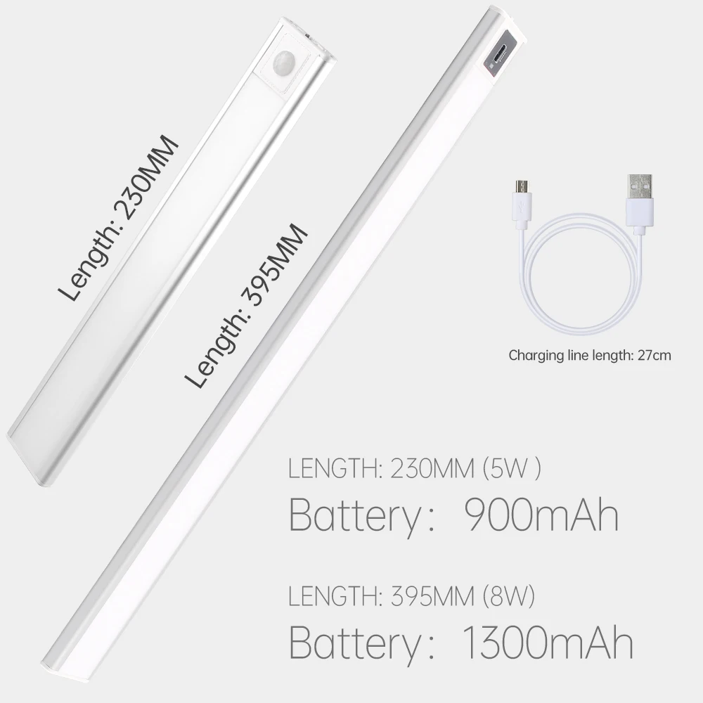 New DC5V Motion sensor Dimmable USB Rechargeable LED under cabinet light for Kitchen Closet stair with led strip lighting