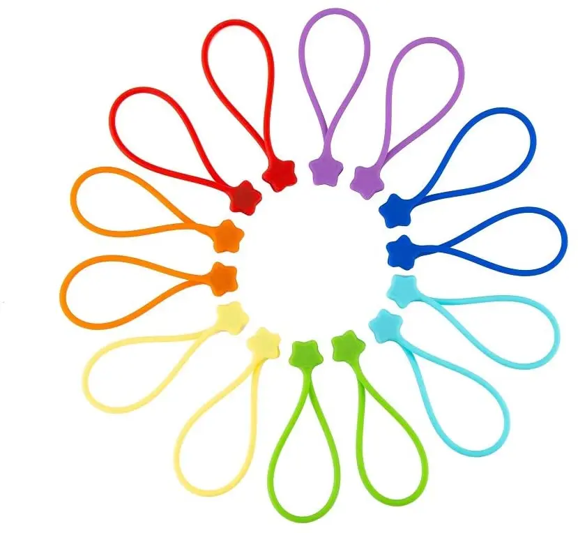 Многоразовые силиконовые магнитные кабельные стяжки для связывания и организации хранения вещей