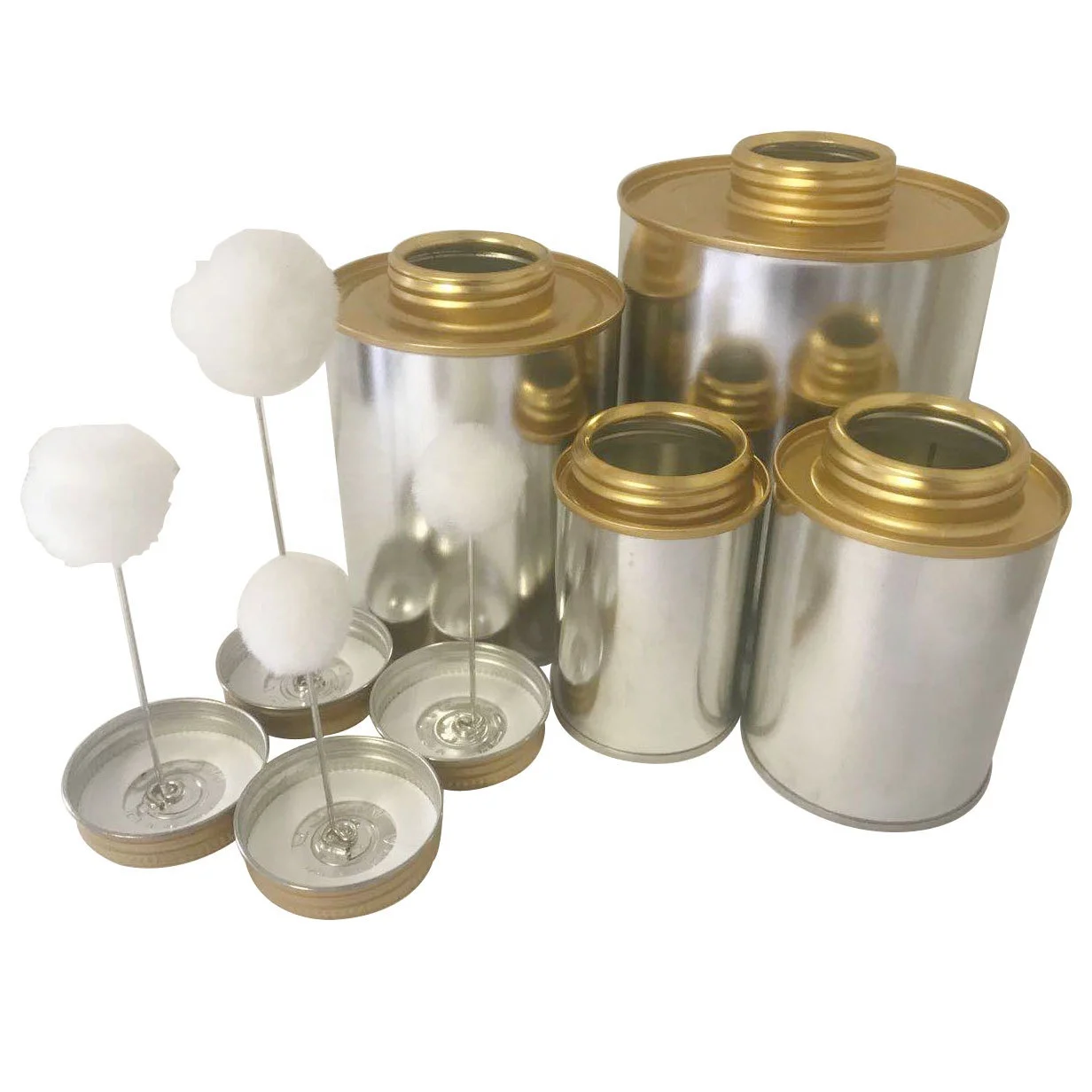 Hot Sale 2oz -32oz  Screw Cone Top Glue Round Custom Tin Can With  Dauber Ball Brush Lid