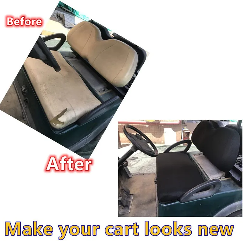 Golf Cart Polyester Mesh Seat Cover Breathable Bench Cover for EZGO TXT Club Car DS (Black(Seat+Seat Back Cover))