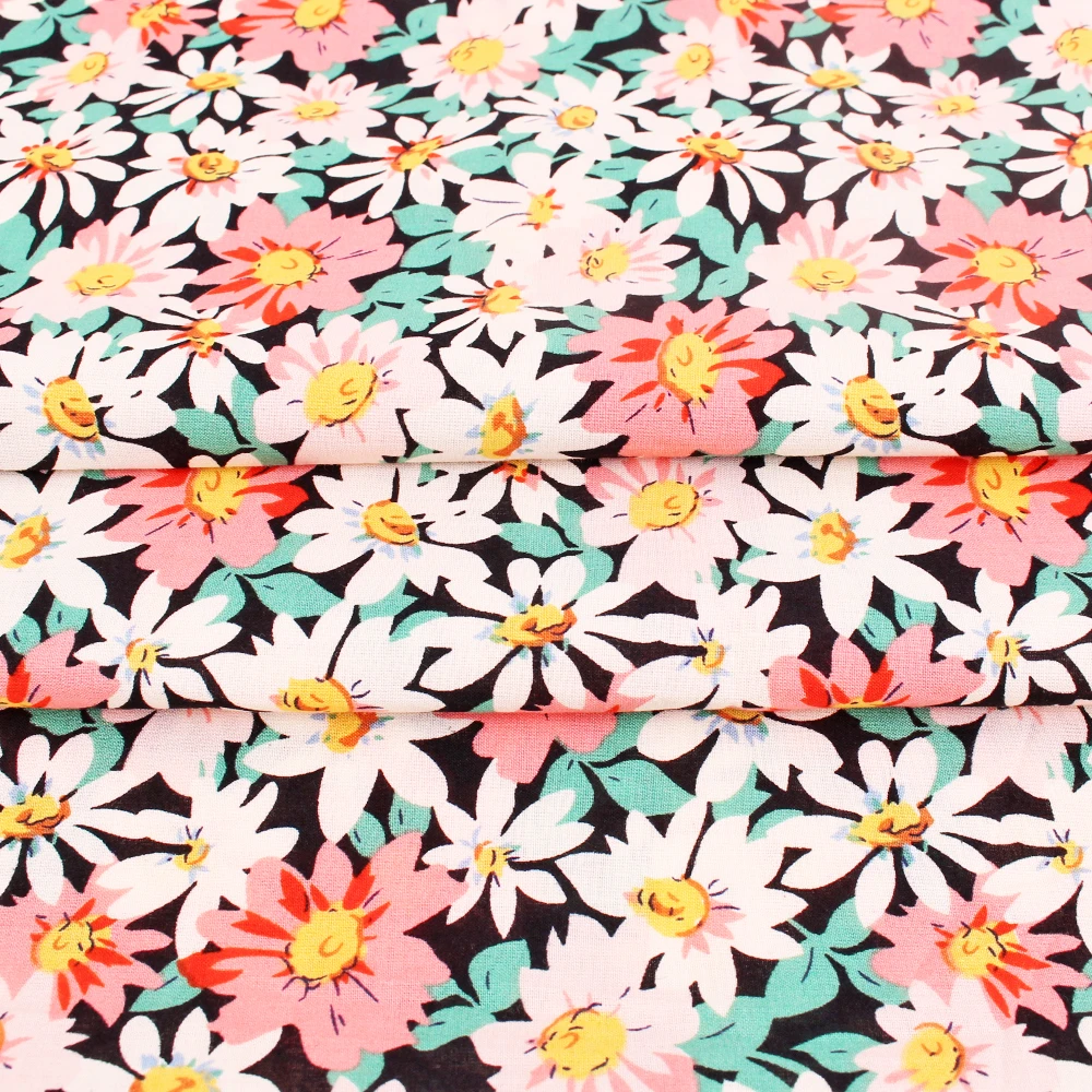 Breathable Organic Custom Printing No MOQ 100% Cotton Woven Printed Poplin Combed Fabric For Kids Woman Dress Shirt Bedding