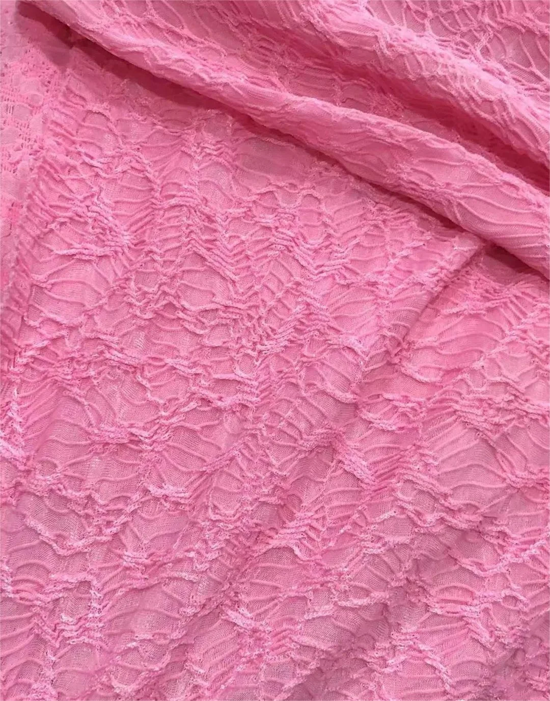 Hot sale custom color knitted mesh jacquard knit spandex pleated polyester spandex fabric for clothing