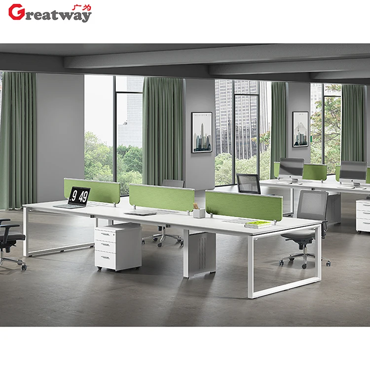 Modern Simple Office Table Partition Staff 4 Person MCF Computer Desk Stand Open Workstation