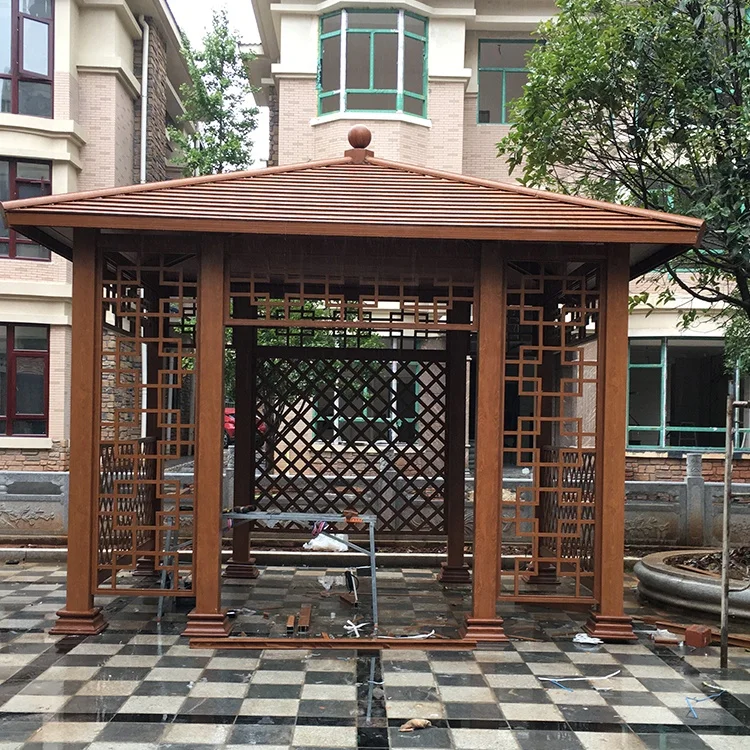 Antique garden hexagonal metal frame top decorative gazebo canopy pergola