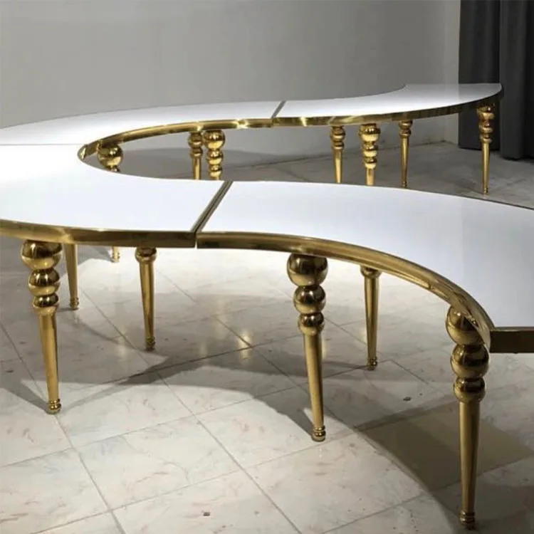 Outdoor/indoor hotel restaurant furniture with stainless steel materials wedding event tables and chairs suppliers