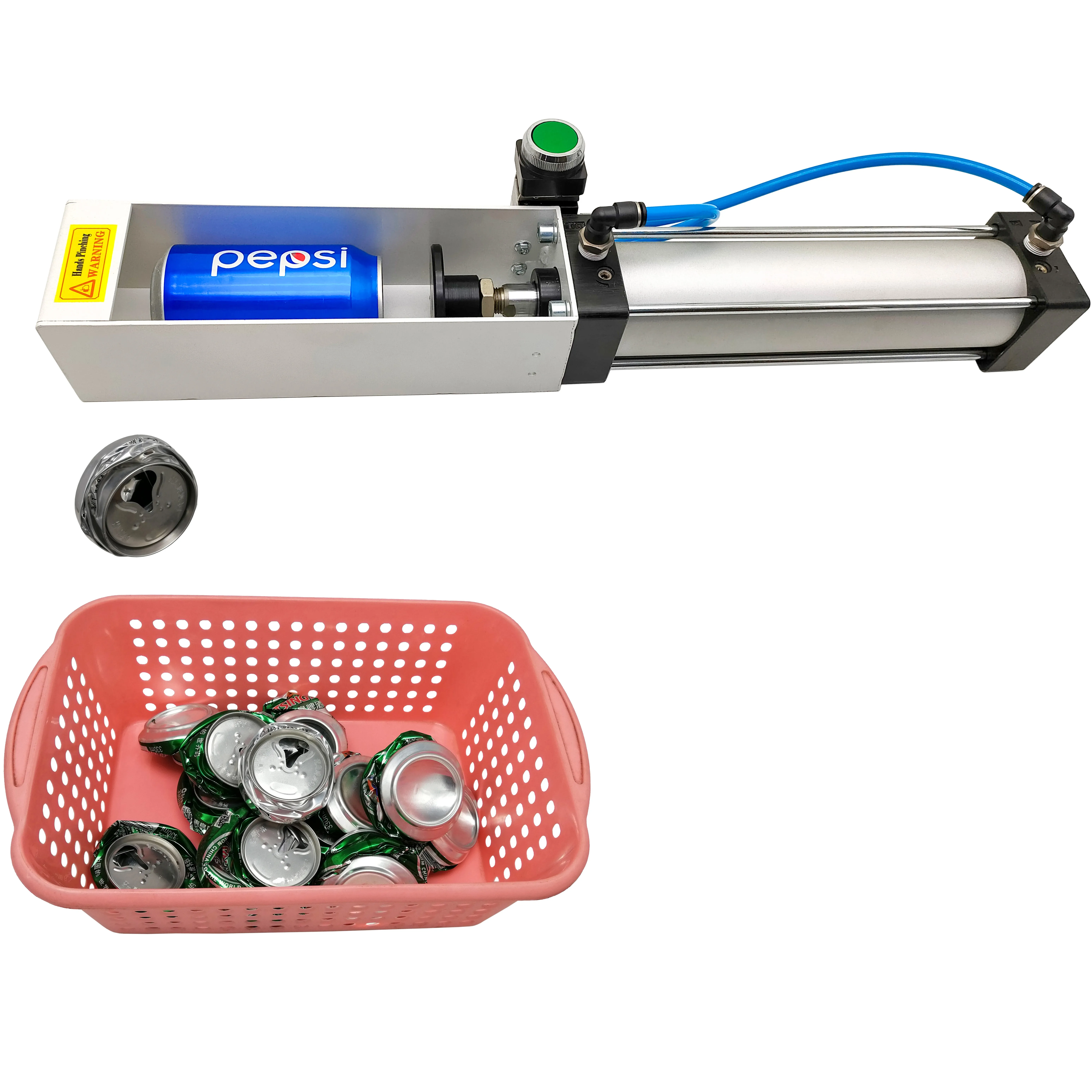 Aluminum can crusher, heavy cylinder soda beer can crusher, environmental protection recycling tool (Table button valve)