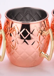 BO Solid Hammered Moscow Mule 100% Copper Plated Cup Mug Set of 4 Gift Custom Logo Stainless Steel Moscow Mule Mug