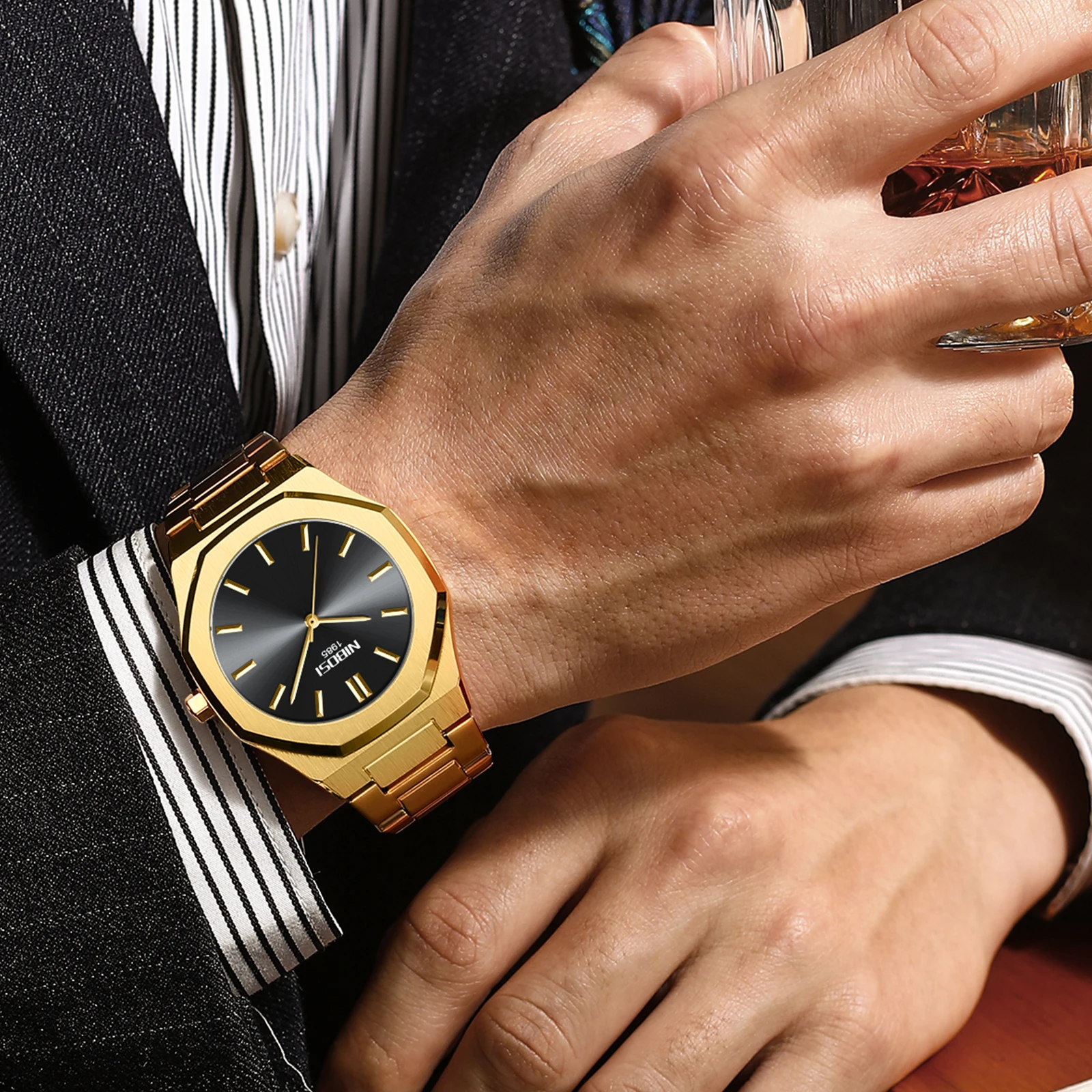 NIBOSI 2520 Reloj задняя часть из нержавеющей стали Япония Movt официальные часы с хронографом для мужчин