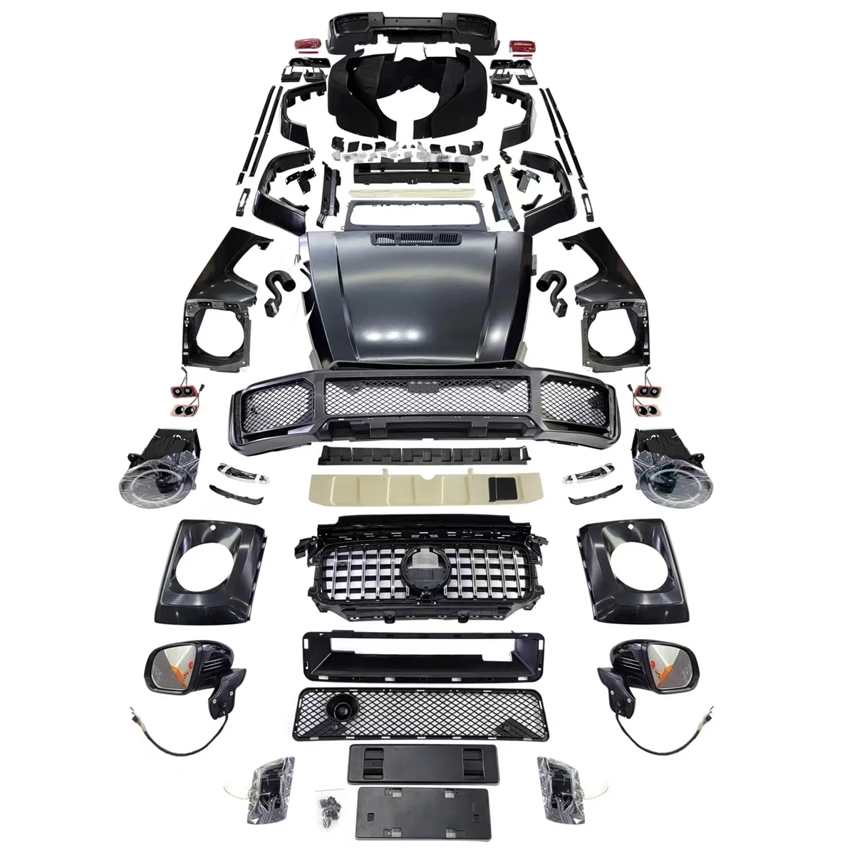 Hot sale car parts bumpers bodykit for Mercedes Benz G class W463 1998-2018 upgrade to 2023 W464 BRA-BUS look like.