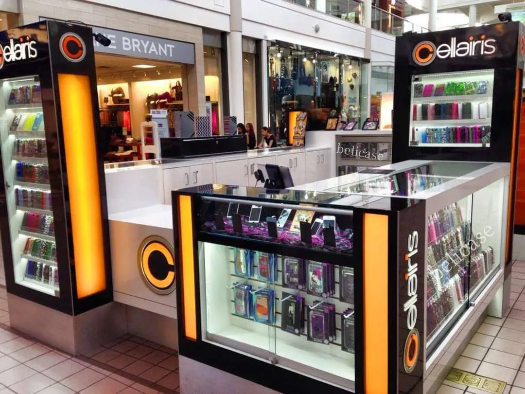 Popular Phone Cases Showcase Cell phone Accessories and Repair Kiosk for Shopping Mall Modern Design Mobile Kiosk