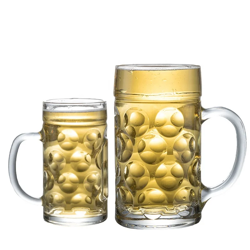 Hot Sale Beer Mugs with Handle 1 liter Beer Mug Drinking Glasses Pub Drinking Mugs Stein Water Cups with Dot Design