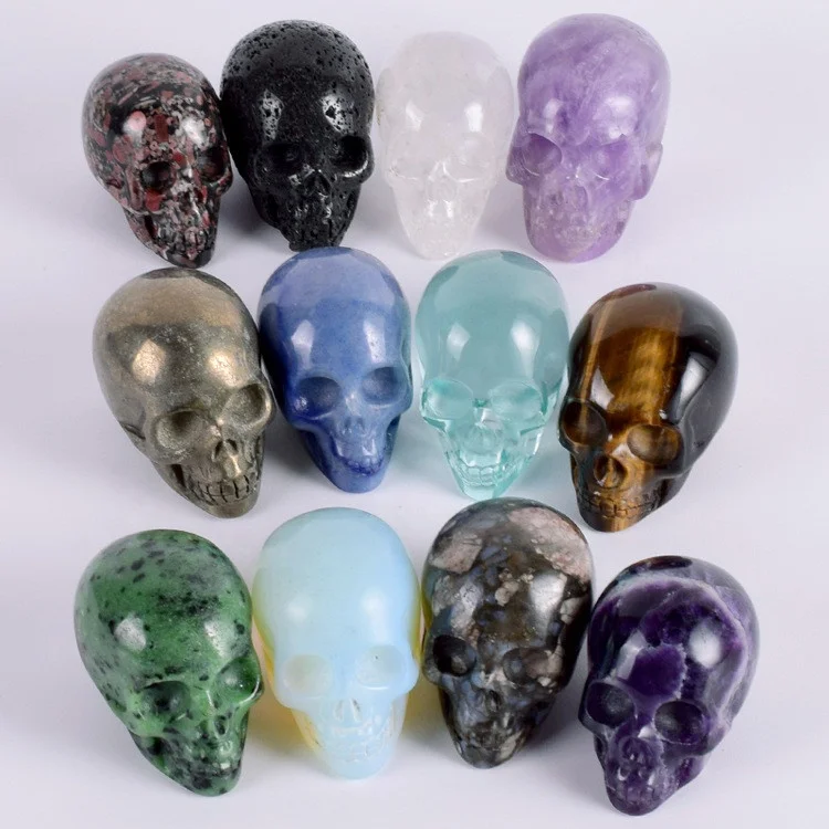 Factory Direct Sales Hand Carved Small Quartz Crystal Skulls of Various Colors
