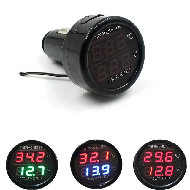 New Hot Charger 12V 24V Car Motorcycle LED DC Dual Digital LED car Display Voltmeter Thermometer Waterproof Meter Wholesale
