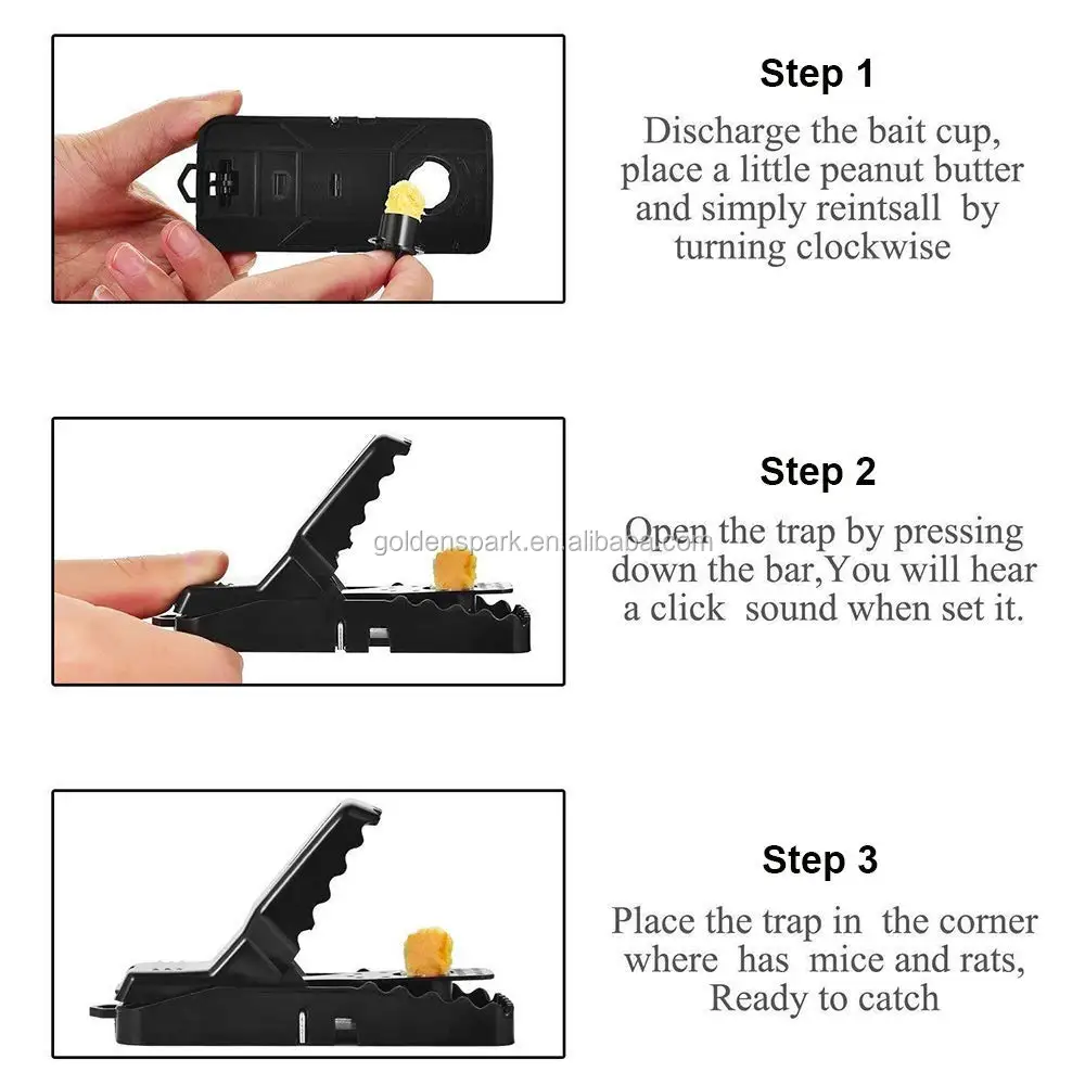 Mouse Traps Reusable Snap Mice Traps That Work Rodent Killer Easy to Bait, 2 Pack