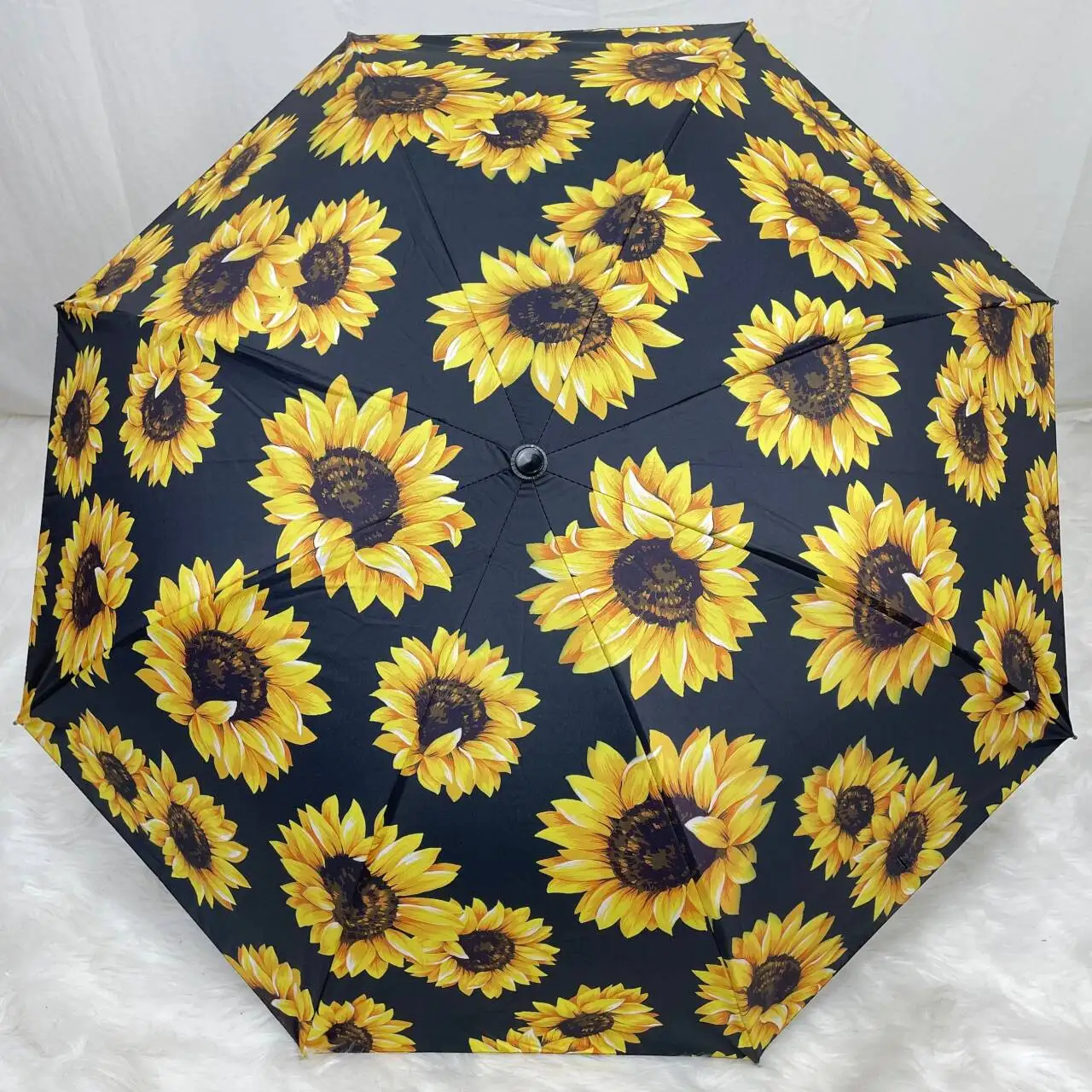 Promotional Folding Umbrella Personal print sunshade custom print compact portable rain windproof Sunflower umbrella with print