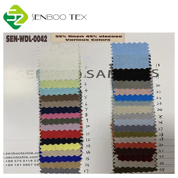 160gsm 55% льняная 45% вискоза смешанная ткань экологически чистая однотонная тканая и окрашенная мягкость приятная драпировка для одежды обивки