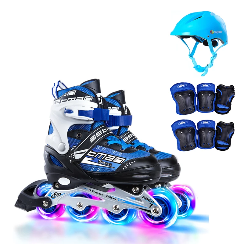 EACH Wholesale LED Flashing Roller Quad Skates Shoes Sets Buy Glitter 4 Wheel Patines for Kids