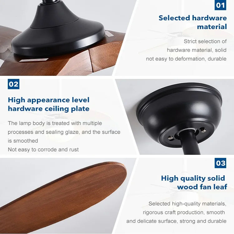 Best-Selling Home Decoration 42 Inch 52 Inch 60 Inch Low Noise Remote Control Solid Wood Blade Modern Bldc Ceiling Fan