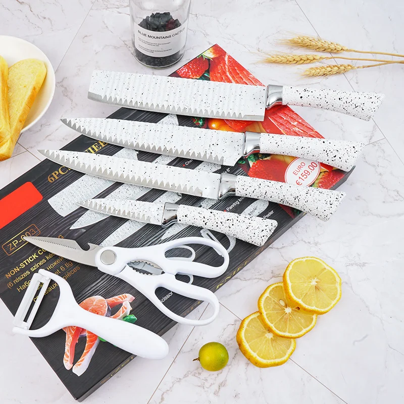 Everrich Hot Sales 6pcs Hot New Products Color Knife Set With Gift Box Packing High Quality Kitchen Knives