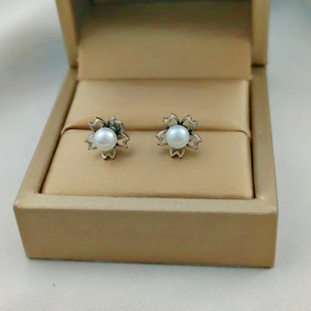 Imitation pearl earrings female hollow flower simple design high-end fashion temperament female ear jewelry