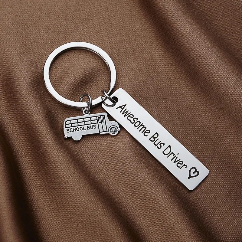 Awesome Bus Driver Keychain School Gift Metal Stainless Steel