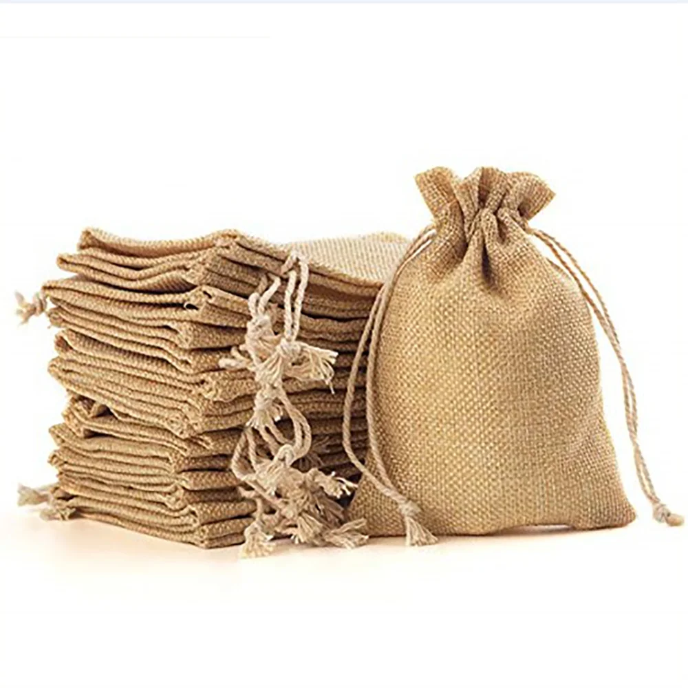 Manufacturer Natural Plain small pouch Burlap customized Jute Bag With Drawstring