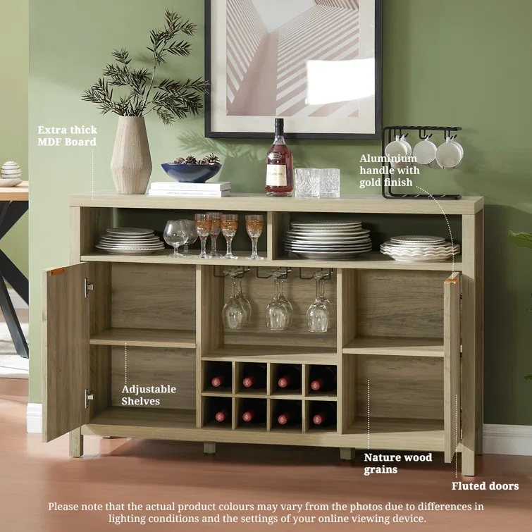 Factory Customized Wine Cabinet Coffee Bar Cabinet Sideboard with Wine Rack Buffet Cabinet and Storage