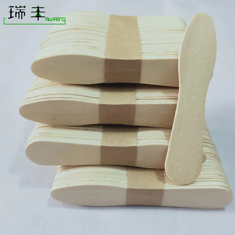 Wholesale Food grade logo printed disposable paper wrapped wooden ice cream spoon