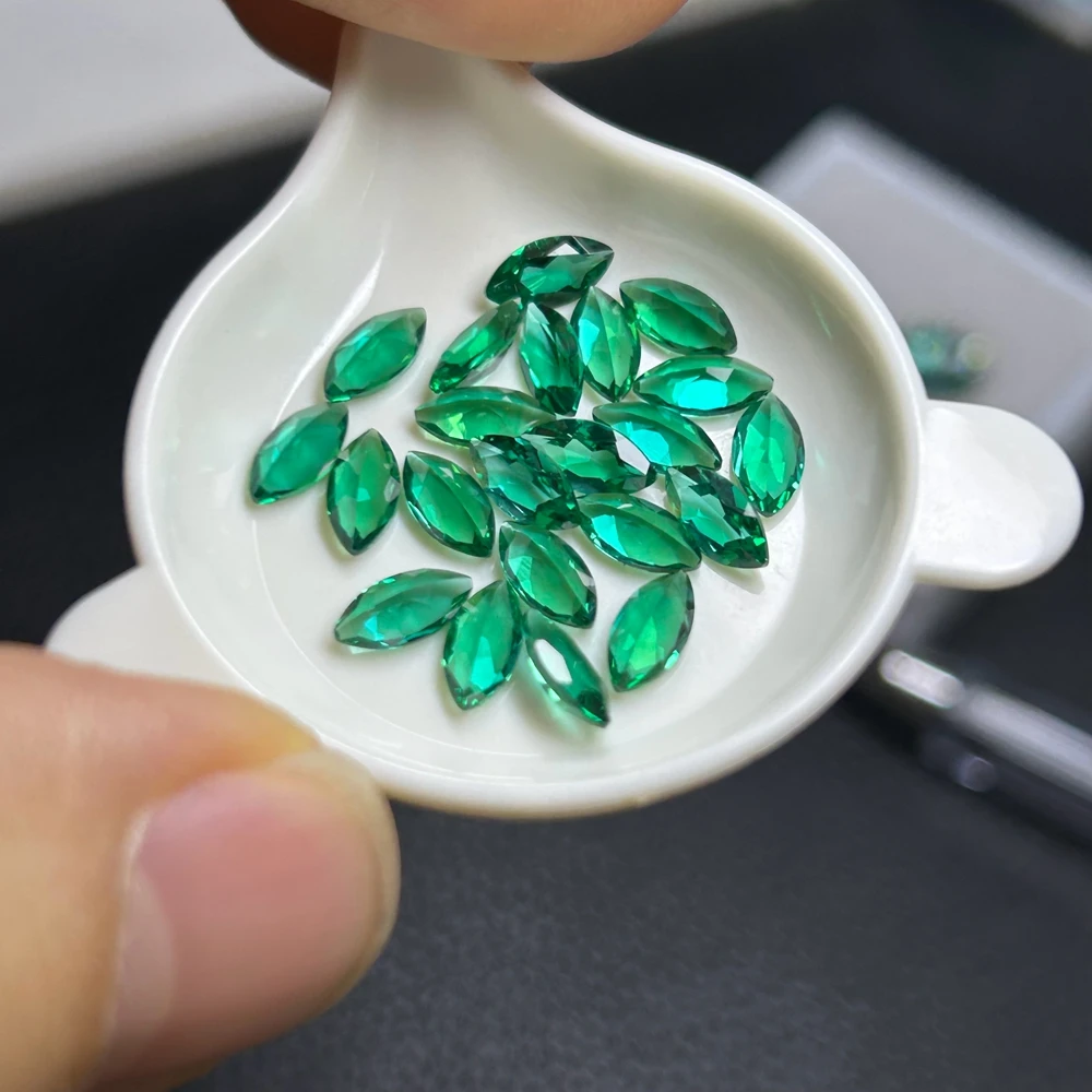 HQ GEMS 1-12mm Lab Grown Created Marquise Zamba Emerald Stone