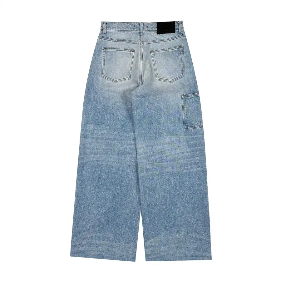 Custom Men Outfit Dark Blue Jeans Pants Designer New Release Original Fit Denim Baggy Jeans Skate Pants Dark Baggy Denim
