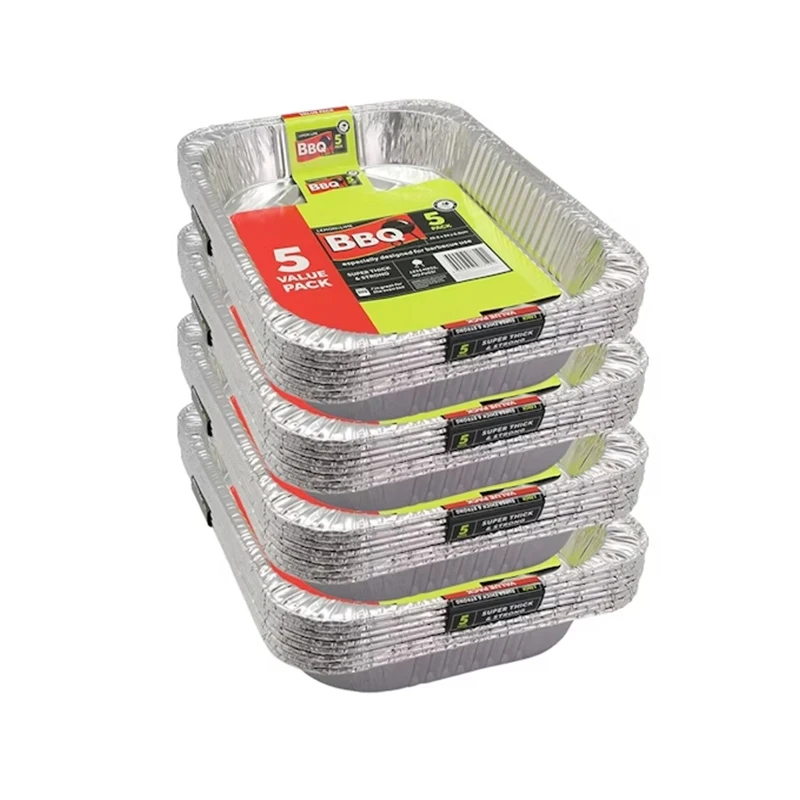 900ml 1100ml 2300ml Disposable Aluminum Foil Takeout Containers with Plastic Lids