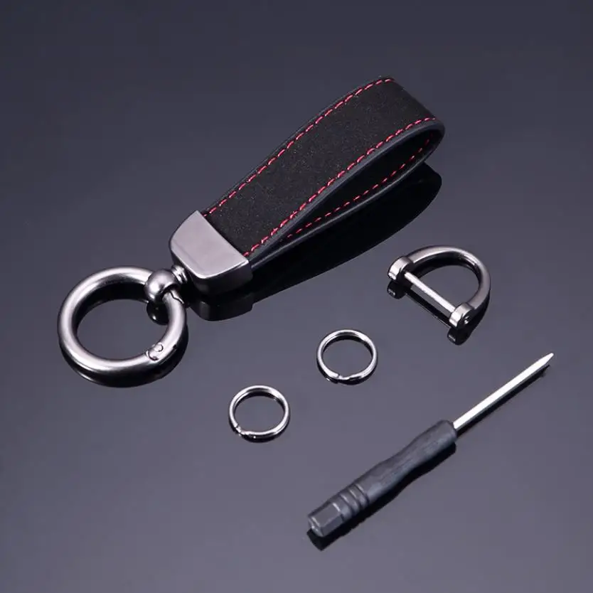 Custom Logo Leather Key chain For Car Suede Alcantara Amg Bwm M Sline Keychain