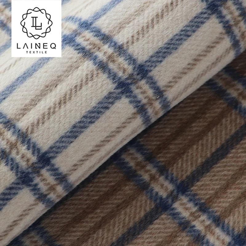 Модное двухстороннее пальто из шерсти в клетку/елочку альпака