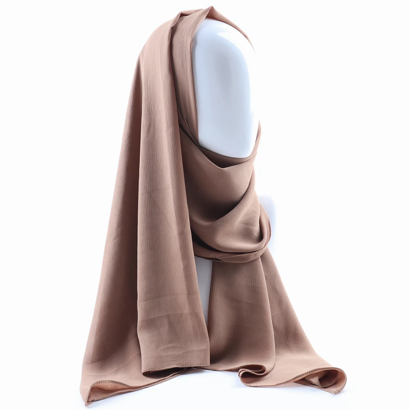 Women solid plain crepe chiffon muslim wedding hijab scarf wraps soft long shawls crinkle chiffon muslim hijab