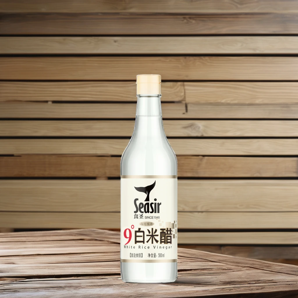Factory Price OEM 500ml Glass Bottle Brewed 9°White Rice Vinegar without Additives Halal Certified