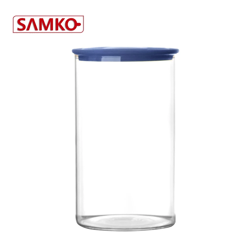 
sealable food storage clear glass jar with plastic lid for candy 