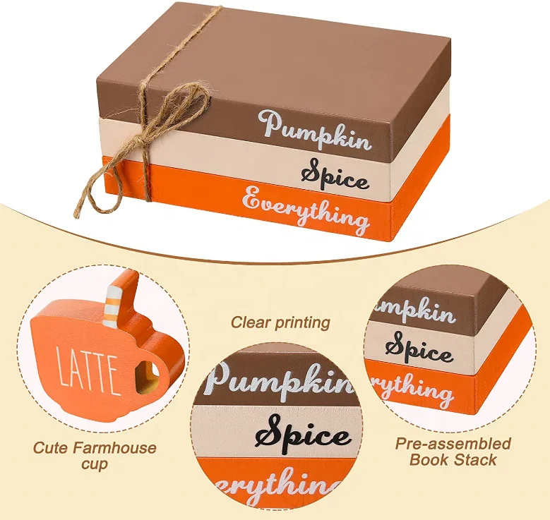 Thanksgiving Fall Tiered Tray DecorFarmhouse Table Wooden Sign Wooden Mini Book Bundle Faux Books Autumn Signs Wood Tiered Tray